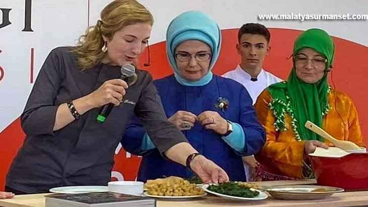 Emine Erdoğan Malatya'nın Hırçikli Köftesi'ni yuvarladı